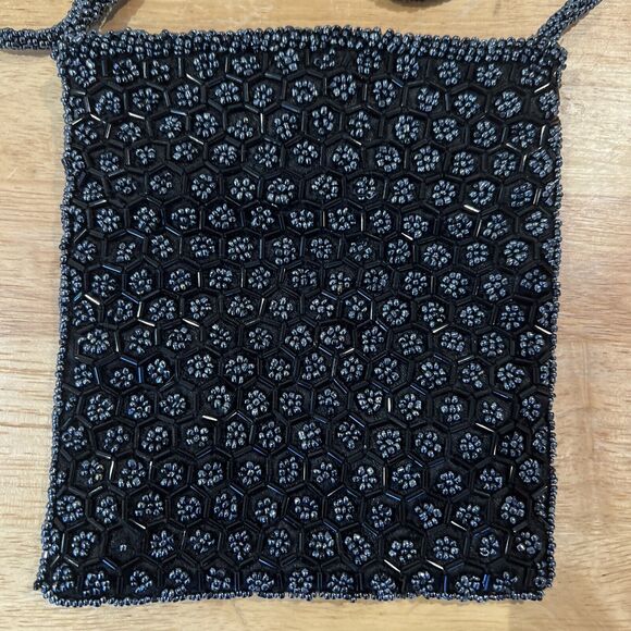 Vintage Art Deco Black Beaded Evening Bag Retroglam Purse UK PAT 1510246 Fancy - Picture 2 of 16
